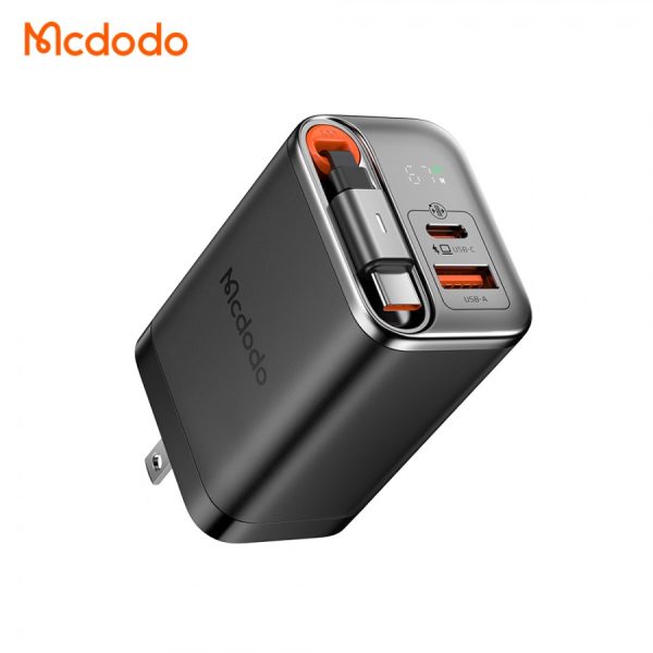 Cargador 67W con Cable Retractil y 3 Puertos de Carga Mcdodo