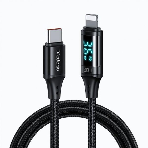 Cable de Carga y Datos de USB-C a LIGHTNING con Pantalla Led Mcdodo